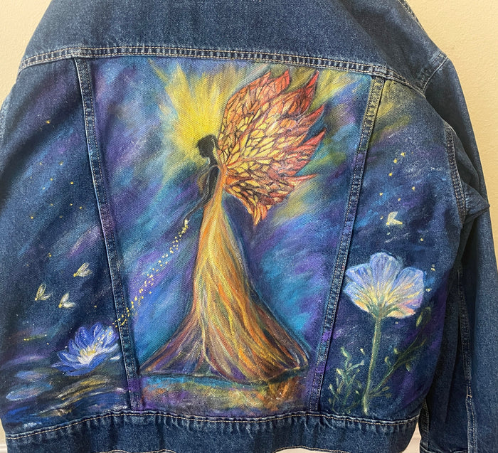 Go With The Glow - Fairy on denim jacket - Size Large