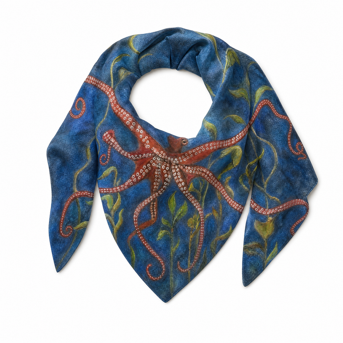 Red Octopus | Square Scarf