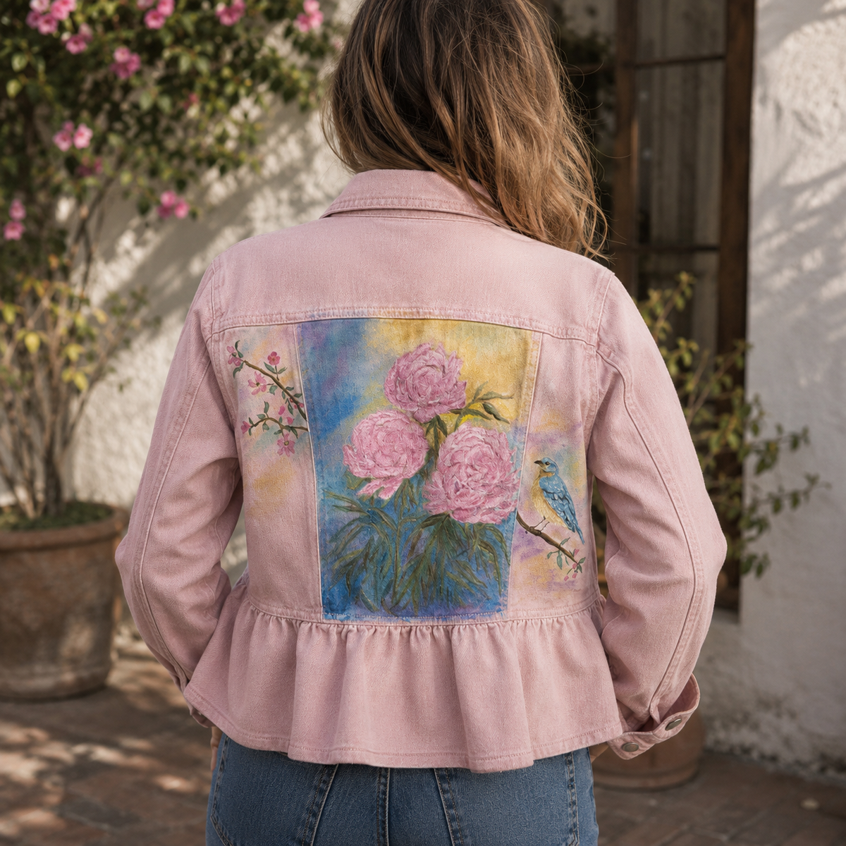 Flowers & Bird | Pink Denim Jacket | Size Large